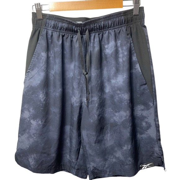Reebok men running shorts black and gray with cloudy design size medium - Picture 1 of 3